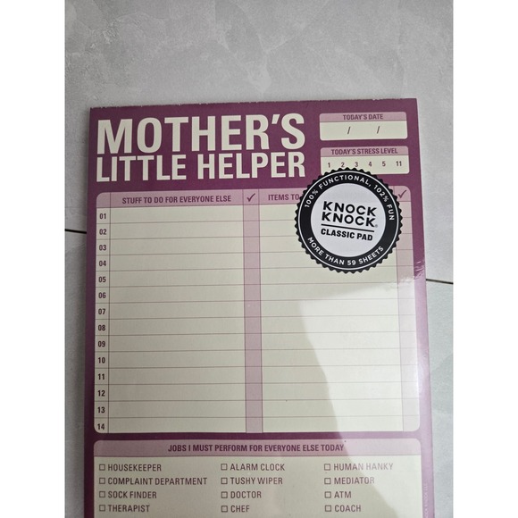 Knock Knock Mother's Little Helper Notepad Case of 6 New Funny‎ Classic Pads - Picture 7 of 11
